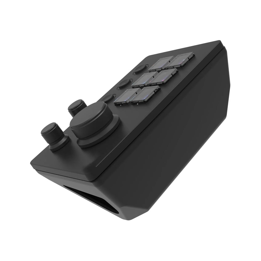 Black silicone numeric keypad with 2m cable and mounting bracket on desk