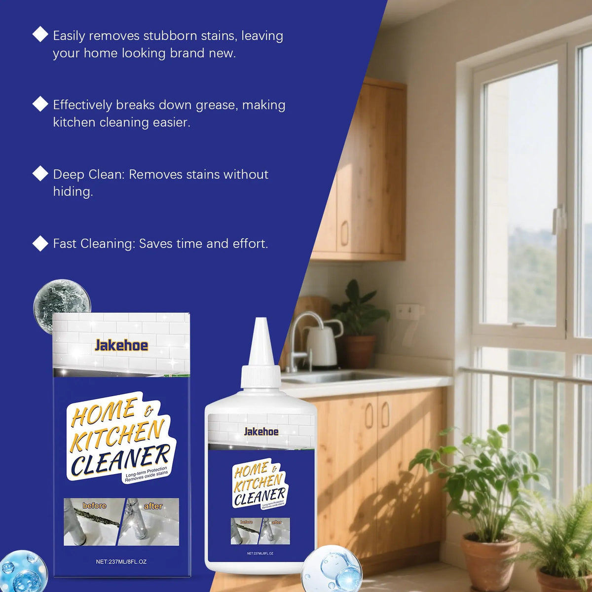 Household decontamination gel bottle, 237ml multi-purpose cleaning product for bathroom and kitchen surfaces