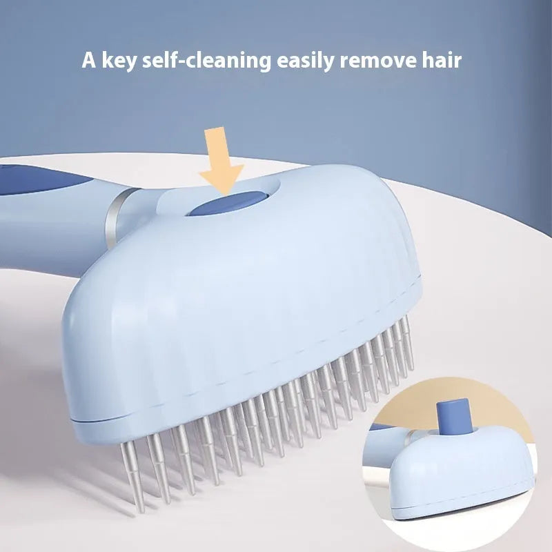 Double row stainless steel dog grooming comb in azure light blue or white