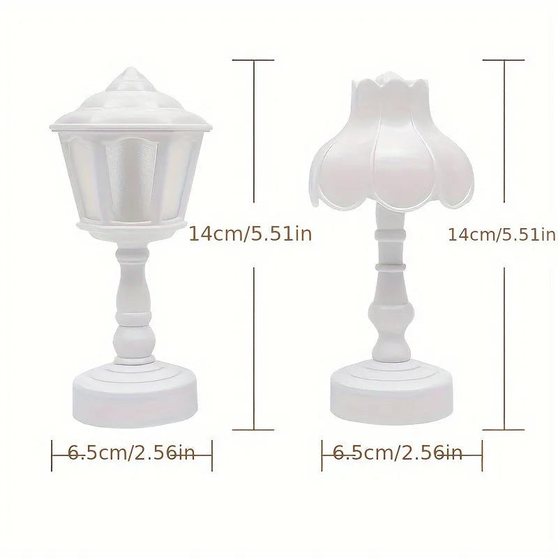 Retro pagoda shaped night lamp with geometric design in light purple colour option