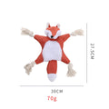 Brown plush fox dog toy with embroidery eyes, cotton rope limbs, and crinkle paper body