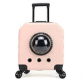 Hard PVC pet flight trolley case in solid colour with wheels and luggage compartment