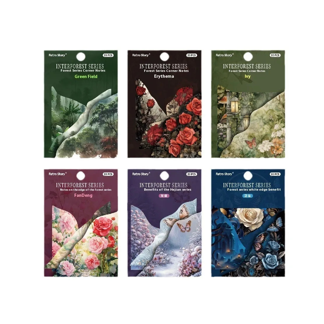 DIY handmade notebook and bookmark creative set showing six colour variations on printable sheets