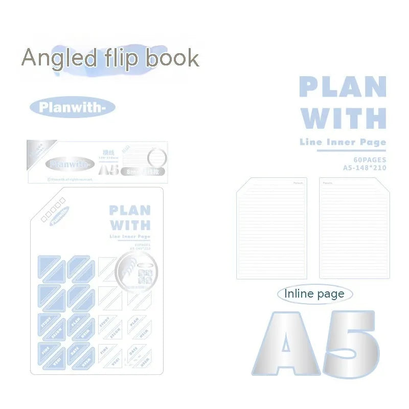 Oblique angle book series artsy ins style salt notebook in A5 and B5 sizes with white or blue covers