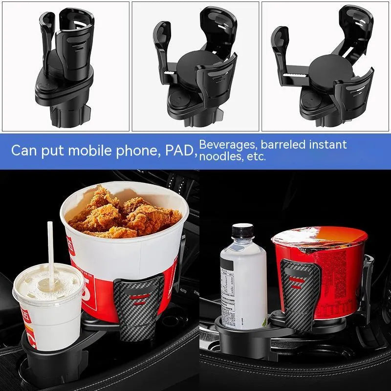 Car cup holder modification insert with carbon fibre finish for vehicle centre console drink storage