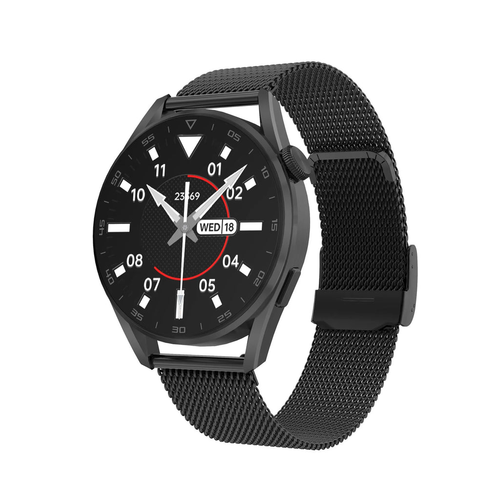 Bluetooth smart watch with call function and QR code scanning on wrist showing 1.3-inch IPS touchscreen display