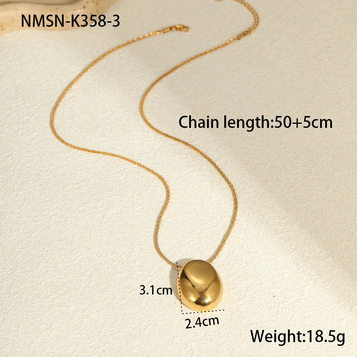 Gold plated stainless steel geometric pendant necklace with adjustable chain 41cm to 50cm length