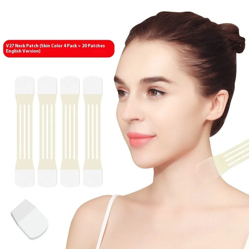 Skin tone neck firming adhesive tape with V27 pattern sling and twenty patches