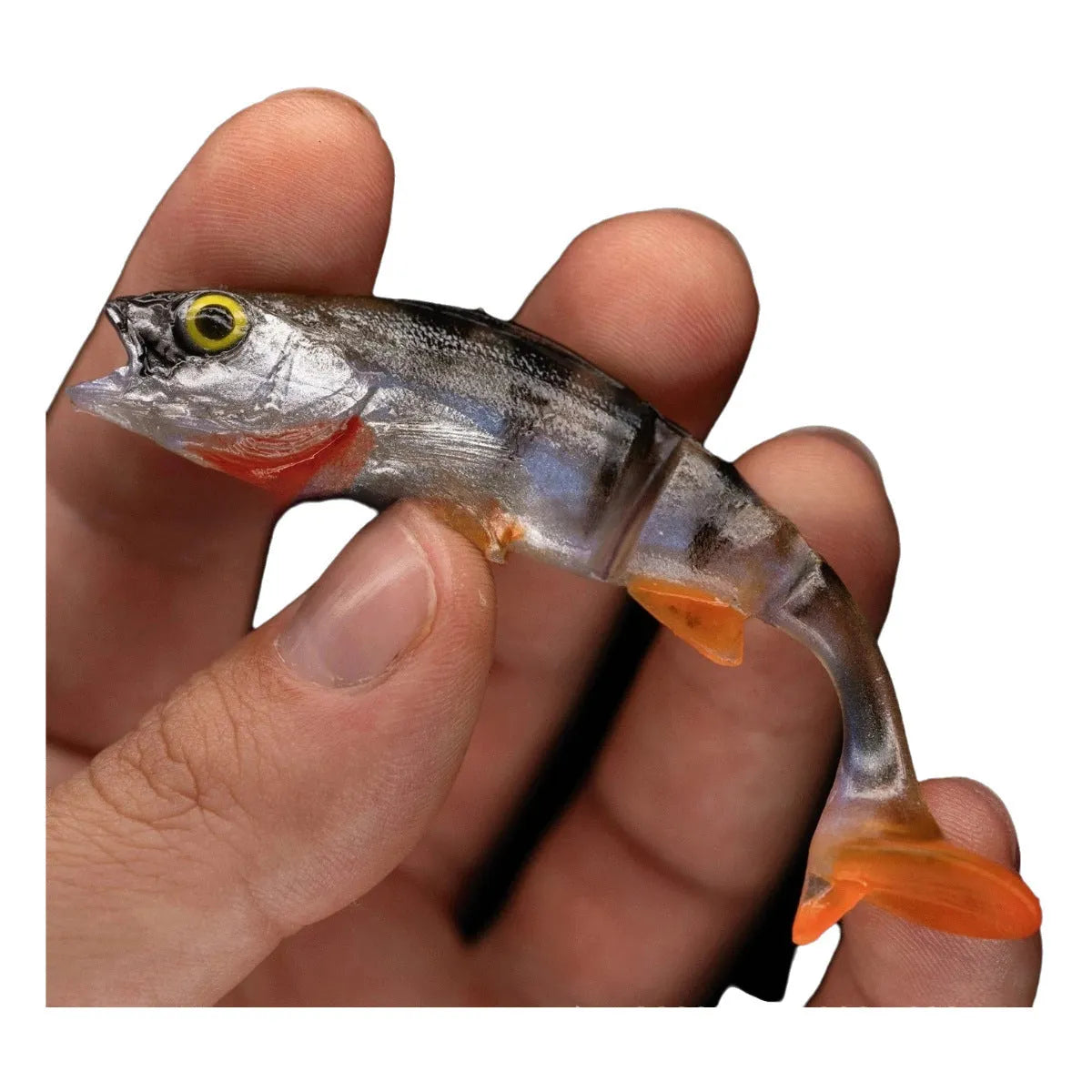 Catfish tail scissors soft plastic fishing lure with realistic fish colour pattern