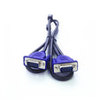 Black VGA cable with blue connectors, nickel-plated terminals, 1.5 metre length for monitor connections