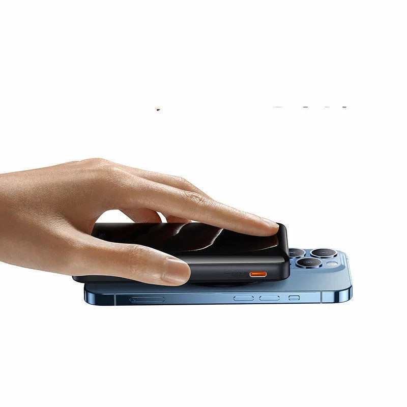 3-in-1 slim magnetic power bank wireless charger in blue colour showing compact design
