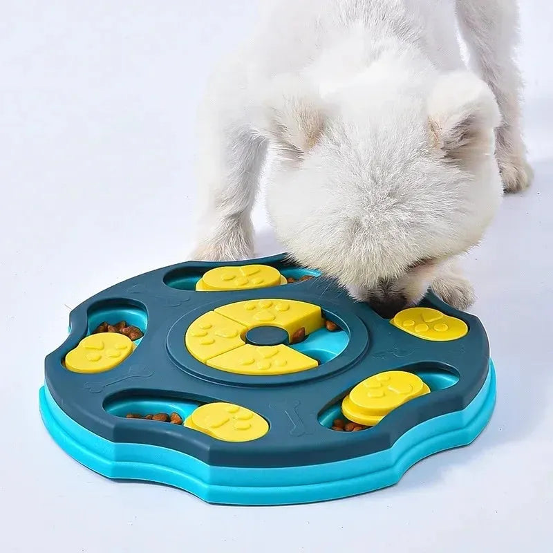 Blue dog puzzle toy feeder with interactive food searching games for aggressive chewers