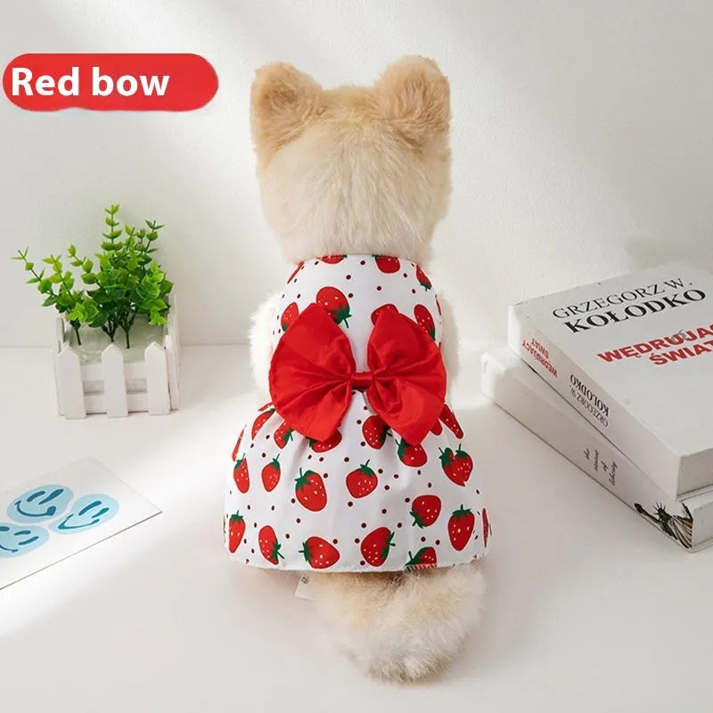 Ultra-thin floral butterfly princess pet dress with bow decoration for dogs and cats