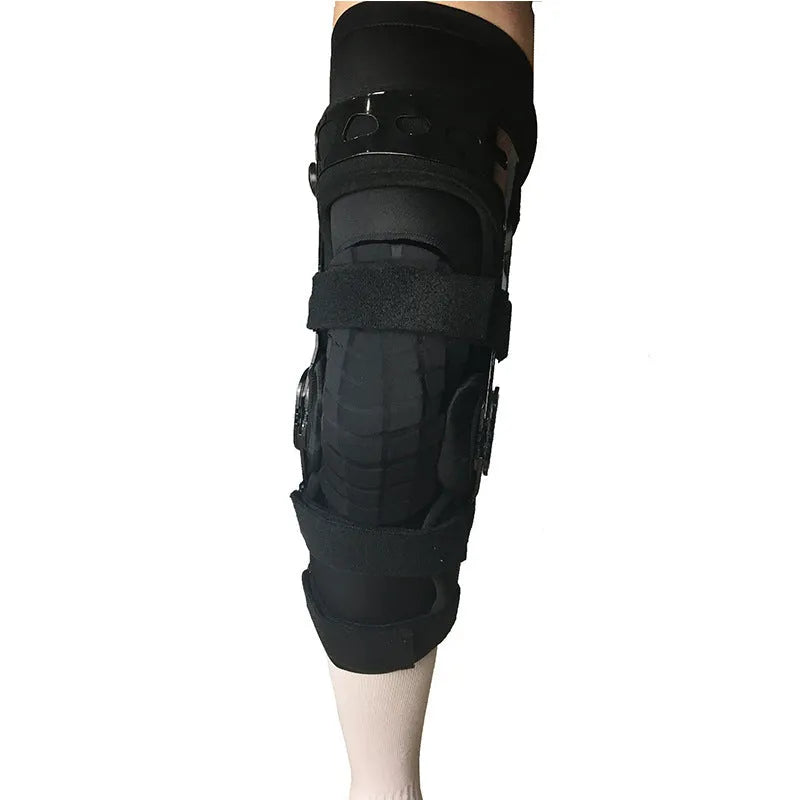 Black anterior ligament knee pad supporter with iron frame and brushed cloth surface