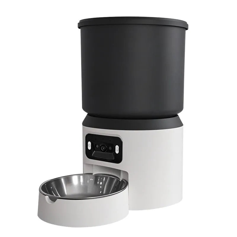 4L smart pet feeder with stainless steel bowl and control panel