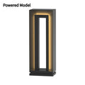 A modern square-shaped stainless steel and acrylic outdoor garden lamp with a geometric design.