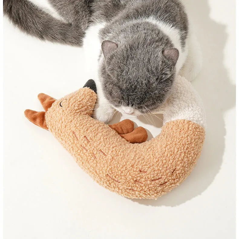 Soft plush dog toy in fox or duckling design with bite-resistant construction.