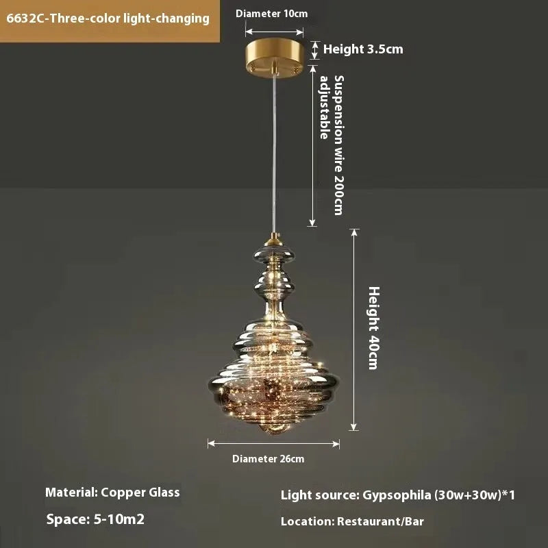 Modern glass droplight chandelier with adjustable suspension in minimalist design