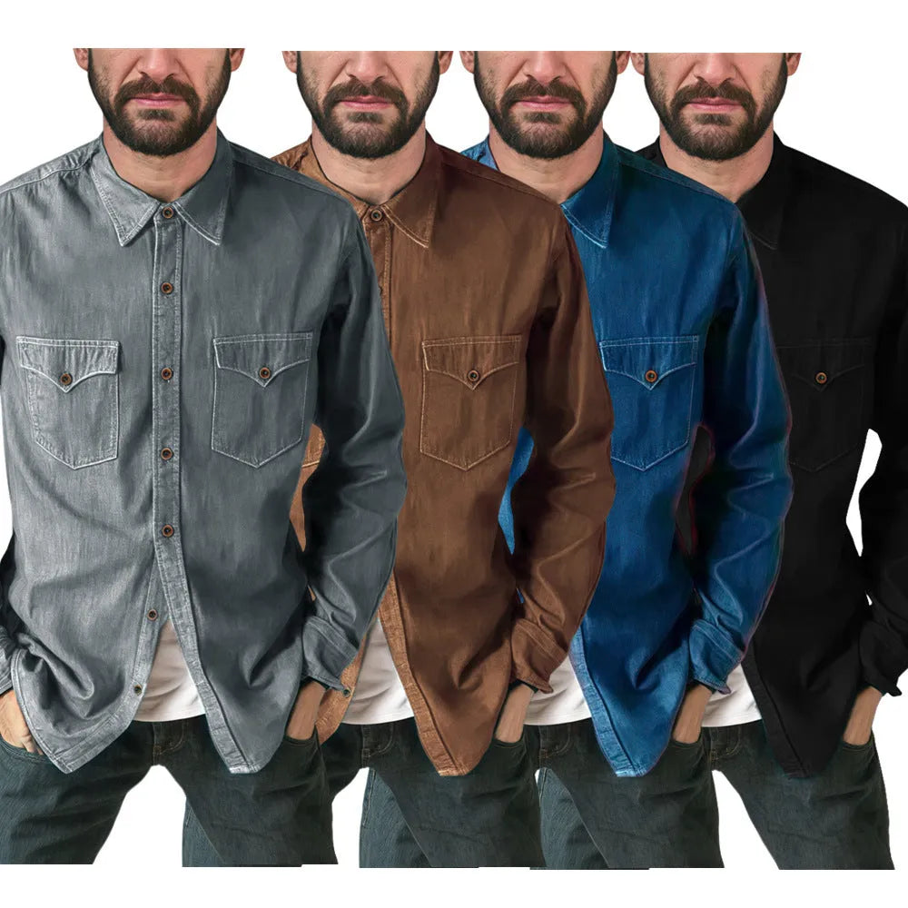 Cotton denim cardigan coat in regular fit available in multiple colours and sizes.