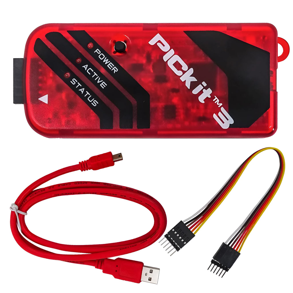 Offline simulation programmer burner unit with ICD2 and PIC KIT3 compatible sockets.