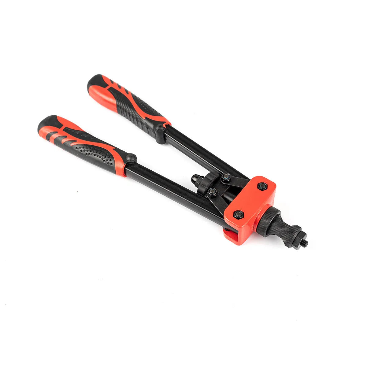 CQ14 model manual alloy rivet nut tool with six interchangeable tips, shown with 37 cm scale.