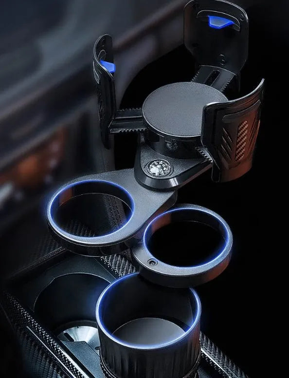 One Point Four adjustable car water cup holder with retractable base in carbon fibre black colour