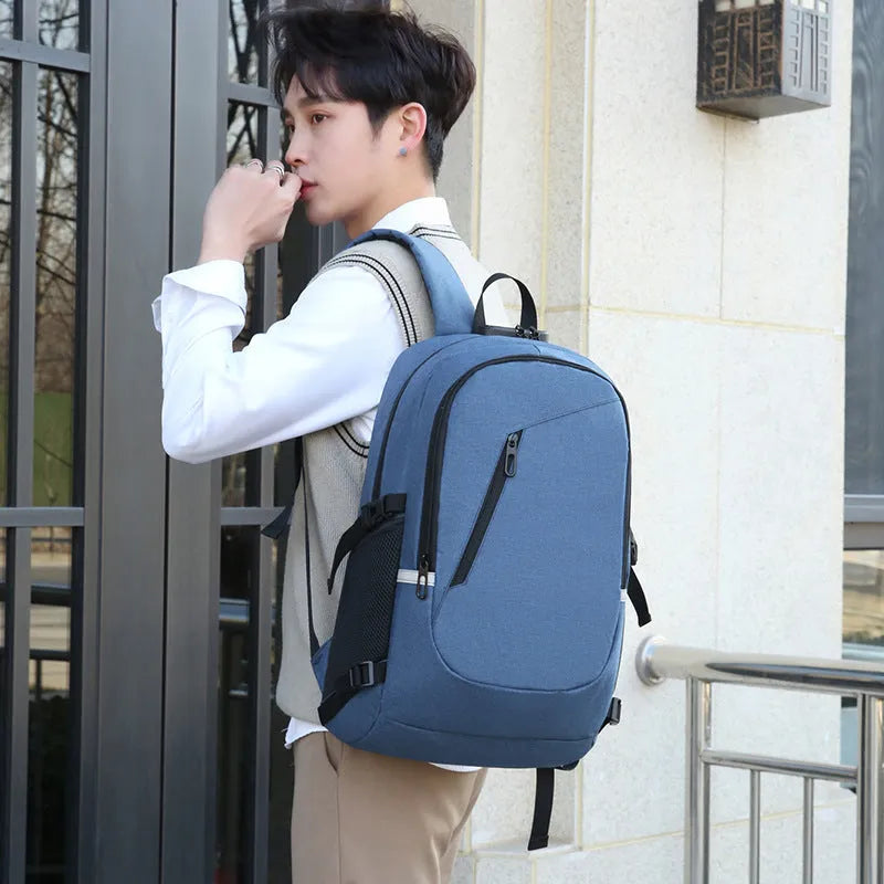 Oxford cloth computer backpack with 20-35L capacity in blue colour option