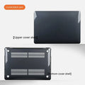 MacBook protective hard shell case in transparent, black, frosted, and matte colour options for laptop drop protection