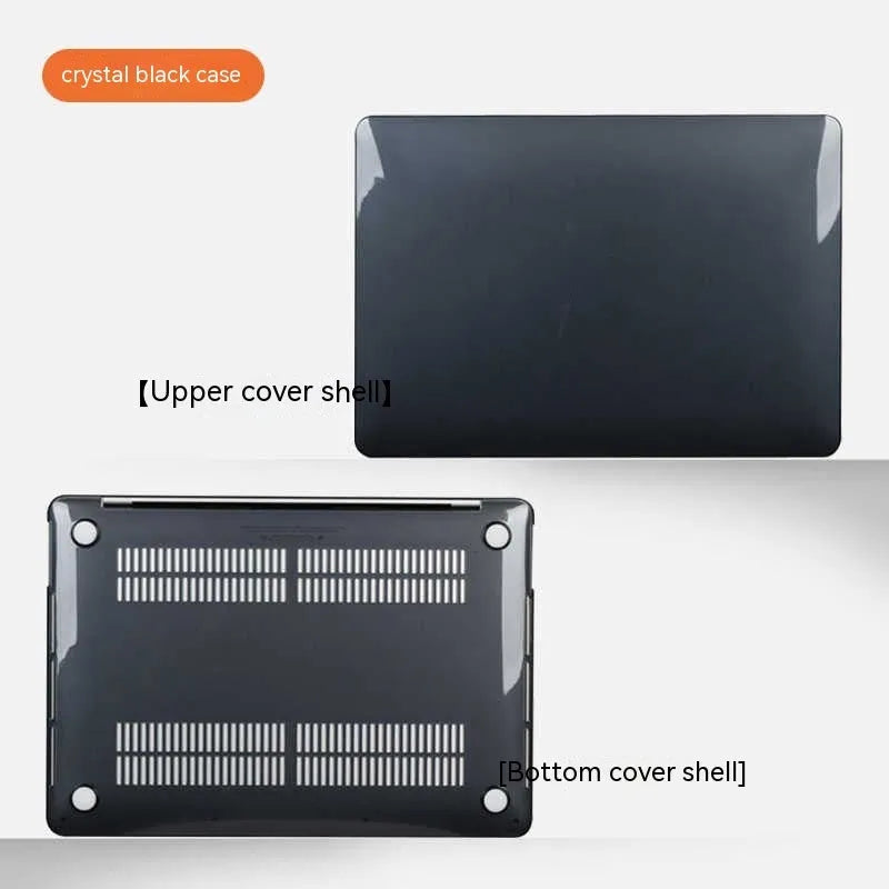 MacBook protective hard shell case in transparent, black, frosted, and matte colour options for laptop drop protection