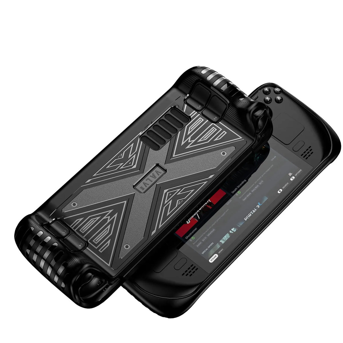 TPU soft shell protective case for Steam Deck console in red, blue, and black colour options