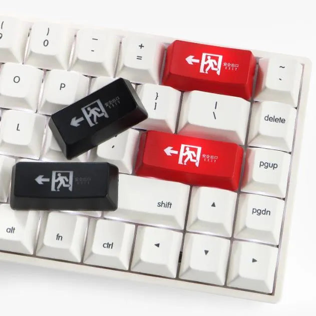 Transparent mechanical keyboard safety evacuation exit backspace keycap with wired USB connection