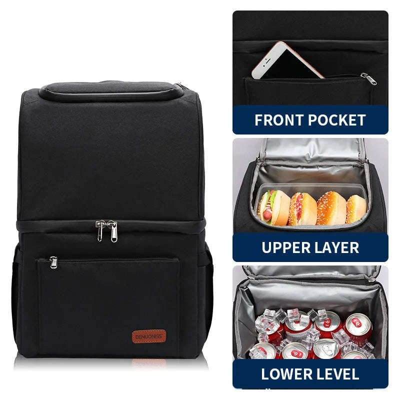 Insulated picnic backpack with waterproof oxford cloth and ice pack compartments in various colours