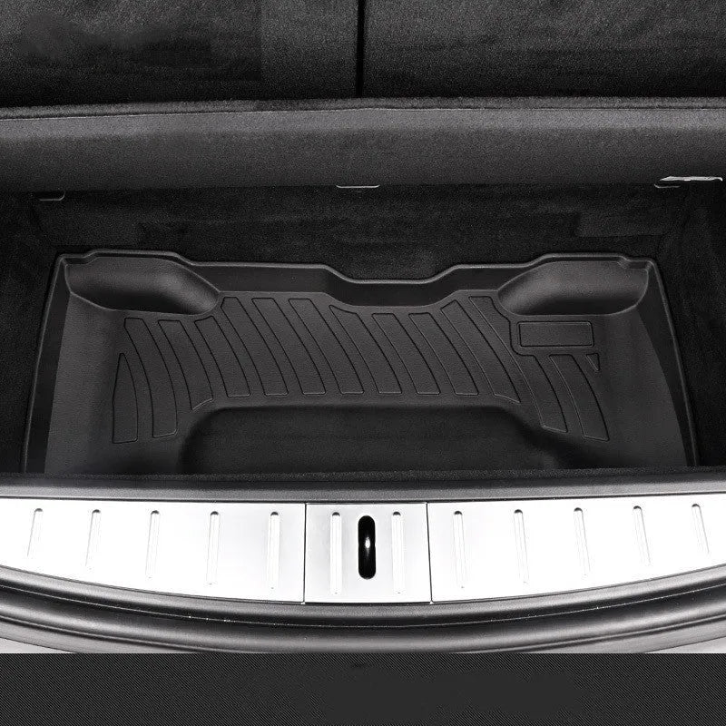 Rubber floor mats for Tesla cars including TPE footrest sections