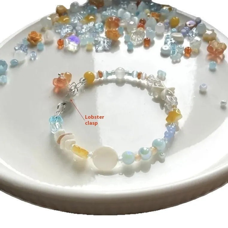 Orange Dopamine Summer Seaside Bracelet with diamond shape and round elements for women