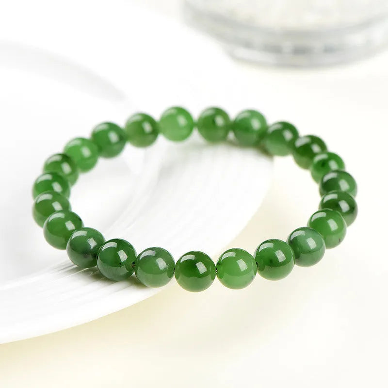 Natural jasper ball bracelet made from polished Hetian jade beads in spherical shapes