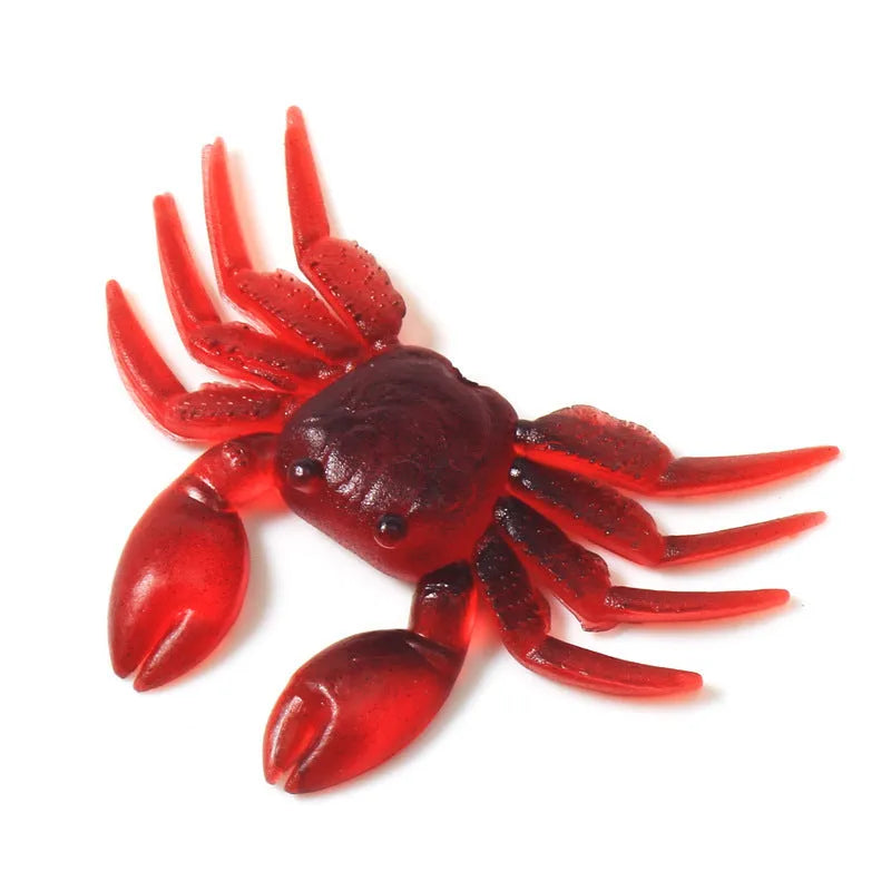 PVC software artificial crab fishing lure in red and brown colours, measuring 8cm in length.
