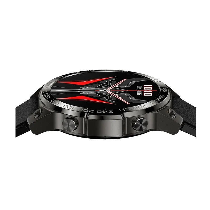 Bluetooth call sports watch with AMOLED screen showing fitness metrics and call interface