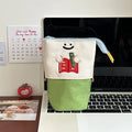 Korean-style collapsible pencil case in Oxford fabric measuring 17x14cm