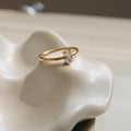Stainless steel heart shape ring with a golden electroplated finish, shown in Heart and Oval colour variations.