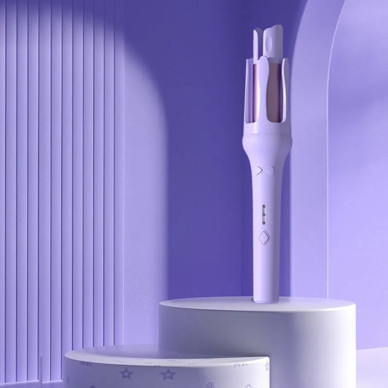 Automatic hair curler with 32mm barrel in white and pink colour variant, includes power adapter.