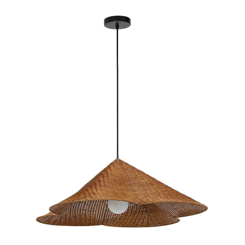 Silent Style natural rattan weave ceiling lamp showing open woven texture