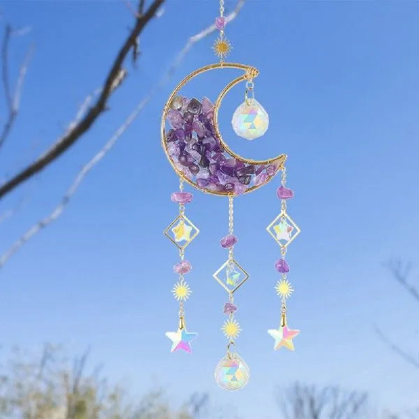 K9 crystal moon pendant car accessory in blue, green, pink, purple, or white colour options