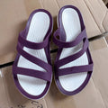 Women's solid colour casual sandals with a breathable PP upper in red, shown from the side.