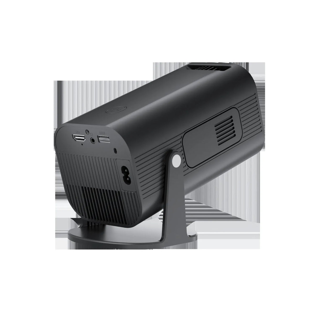 P330 portable mini projector in black or white colour, shown with remote control and power cord.