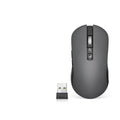 IFLYTEK black wireless gaming mouse with seven buttons and textured rubber grips on a desk