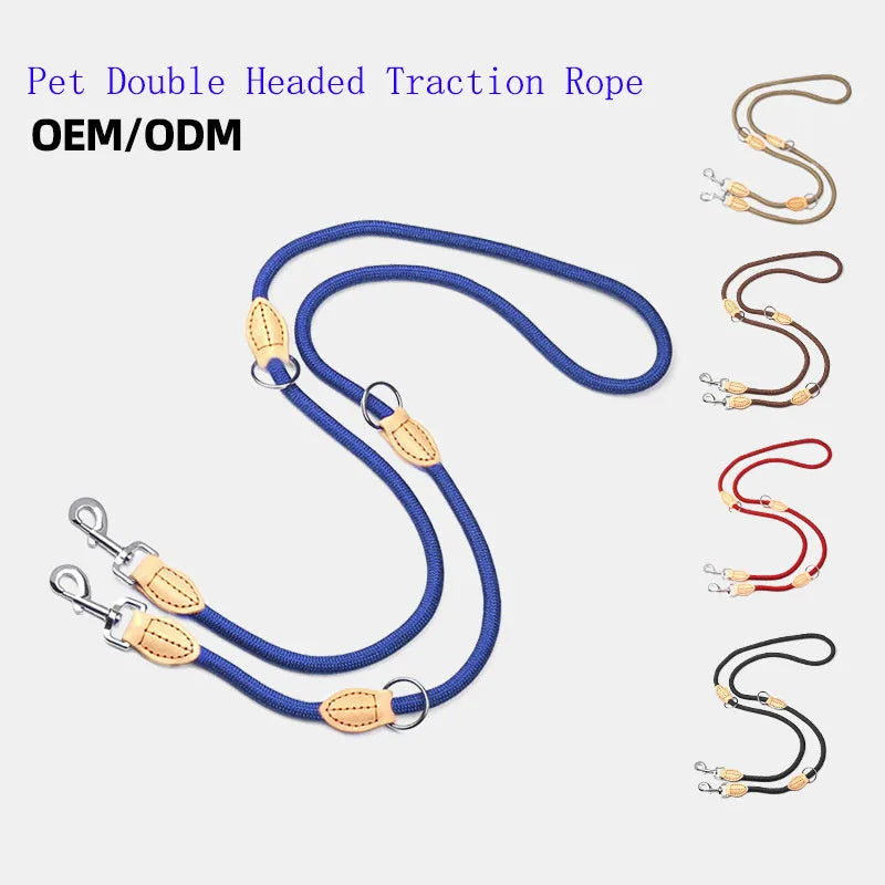 A rope dog training leash with an automatic tightening collar, shown in multiple colour options for blast race use.