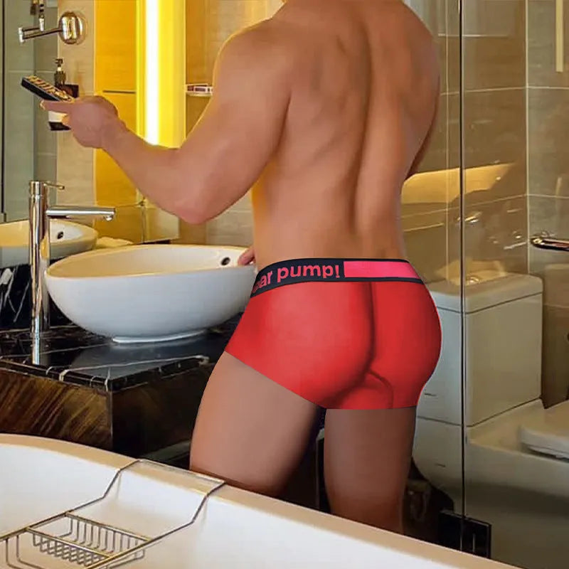 Men's nylon low waist underwear with seamless design and gradient laser pattern in black