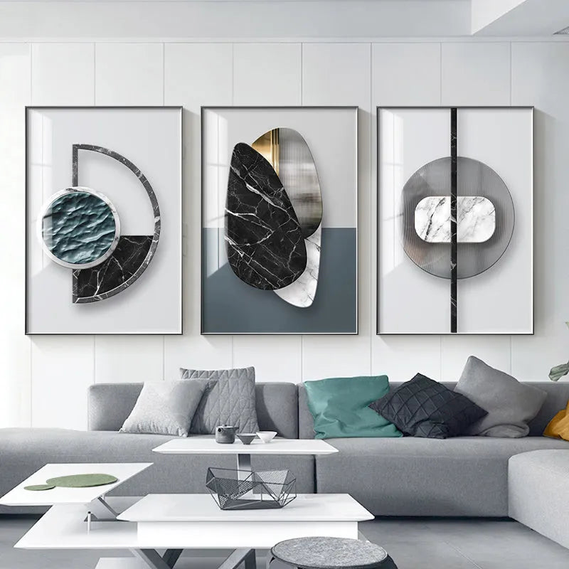 Abstract geometric pattern printed on a canvas wall art poster in a simple, modern style.