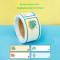 Roll of cartoon tape name stickers with dinosaur astronaut rabbit girl print designs for organisation