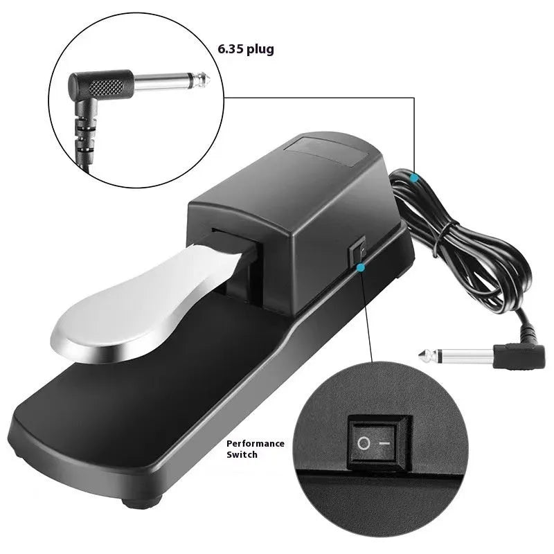 Black single leg sustain pedal for MIDI keyboards and electronic pianos